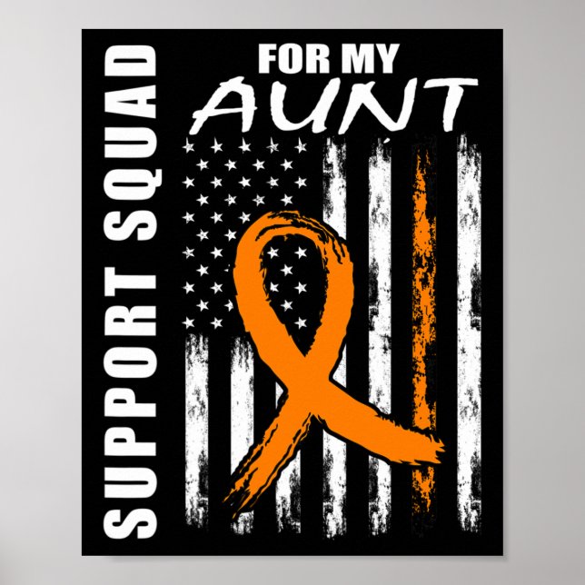 Orange Ribbon Aunt Leukemia Awareness Usa Flag Can Poster (Front)