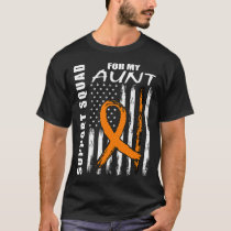 Orange Ribbon Aunt Leukemia Awareness Usa Flag Can T-Shirt