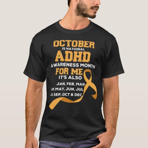 Orange ribbon awareness for ADHD awareness month T_Shirt