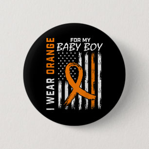 Orange Ribbon Baby Boy  LEUKEMIA SUPPORT LEUKEMIA  Button
