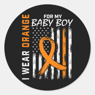 Orange Ribbon Baby Boy  LEUKEMIA SUPPORT LEUKEMIA  Classic Round Sticker