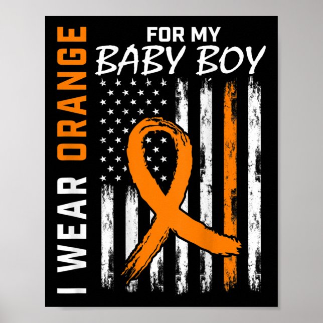 Orange Ribbon Baby Boy  LEUKEMIA SUPPORT LEUKEMIA  Poster (Front)