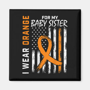 Orange Ribbon Baby Sister Leukemia Awareness Flag Magnet