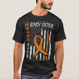 Orange Ribbon Baby Sister Leukemia Awareness Flag T-Shirt