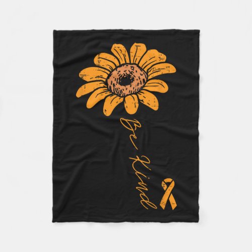 Orange Ribbon Be Kind Leukemia Cancer Awareness  Fleece Blanket