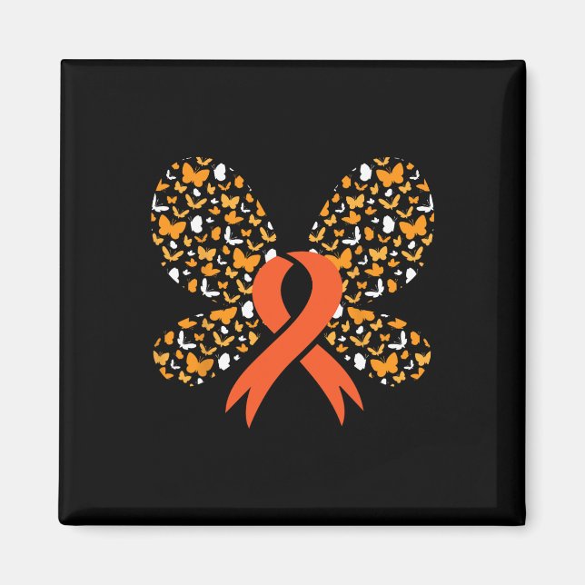 Orange Ribbon Butterfly Leukemia Awareness Survivo Magnet (Front)