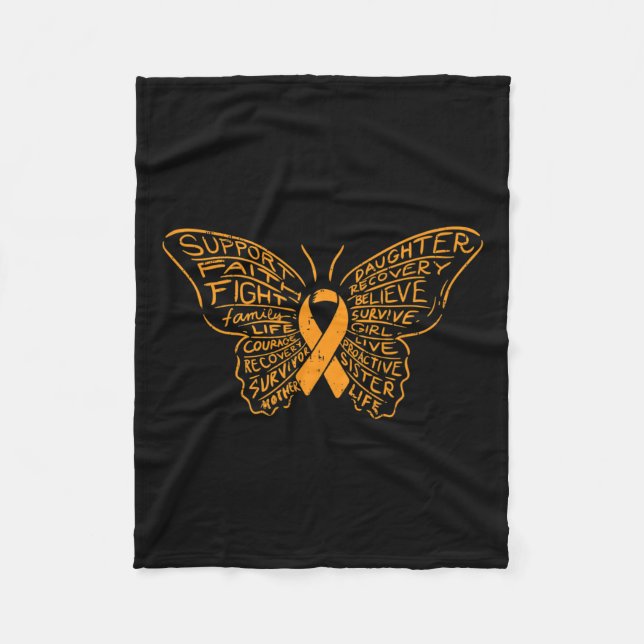 Orange Ribbon Cancer Leukemia Awareness Support  Fleece Blanket (Front)