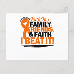 Orange Ribbon Cancer Survivor Friends Family Announcement Postcard