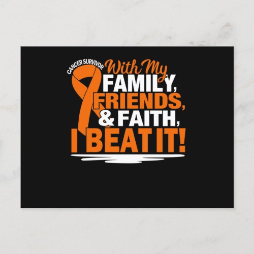 Orange Ribbon Cancer Survivor Friends Family Faith Announcement Postcard