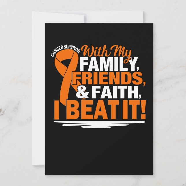 Orange Ribbon Cancer Survivor Friends Family Faith Save The Date (Front)