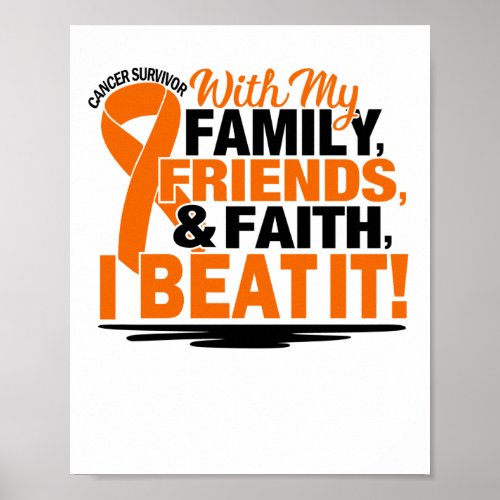Orange Ribbon Cancer Survivor Friends Family Poster