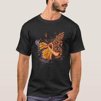 Orange Ribbon Copd Awareness Dripping Butterfly T-Shirt