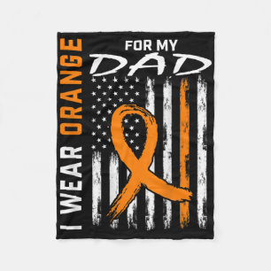 Orange Ribbon Dad Leukemia Awareness American Flag Fleece Blanket