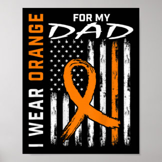 Orange Ribbon Dad Leukemia Awareness American Flag Poster