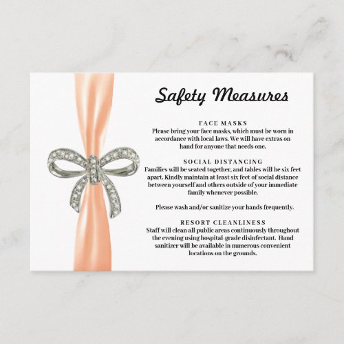 Orange Ribbon Diamond Bow Safety Measures Enclosure Card