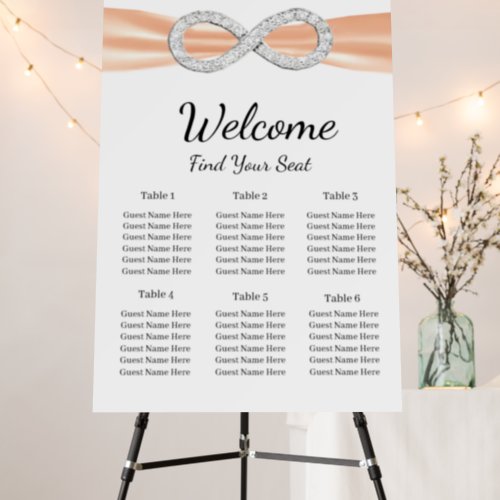 Orange Ribbon Diamond Infinity Seating Chart Foam Board