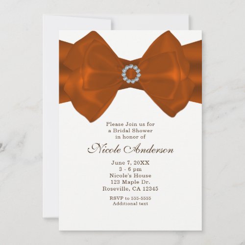 Orange Ribbon  Diamonds Elegant Glam Invitations
