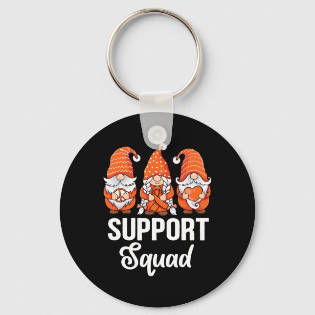 Orange ribbon Gnomes support survivor of Leukemia  Keychain (Front)