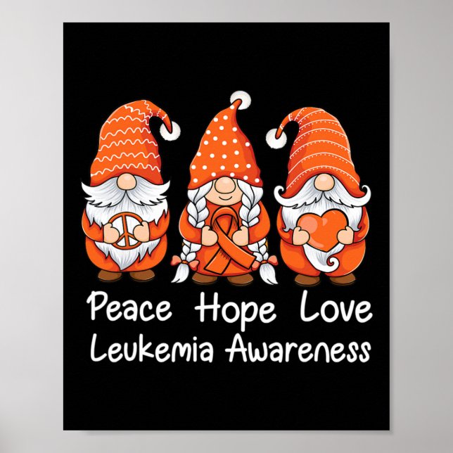 Orange ribbon Gnomes support survivor of Leukemia  Poster (Front)