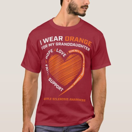 Orange Ribbon Granddaughter MS Multiple Sclerosis  T_Shirt