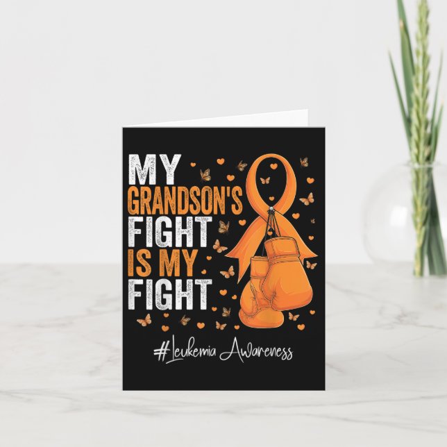 Orange Ribbon Grandson Leukemia Awareness  Card (Front)