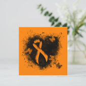 Orange Ribbon Grunge Heart (Standing Front)