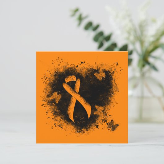 Orange Ribbon Grunge Heart (Standing Front)