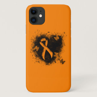 Orange Ribbon Grunge Heart iPhone 11 Case