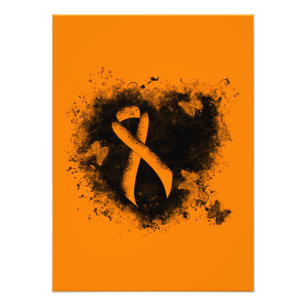 Orange Ribbon Grunge Heart Photo Print