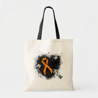 Orange Ribbon Grunge Heart Tote Bag