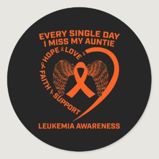 Orange Ribbon Heart Leukemia Awareness In Memory O Classic Round Sticker