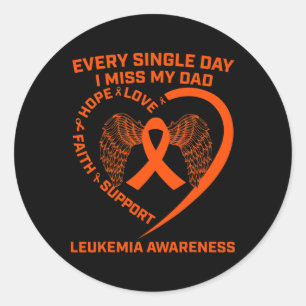 Orange Ribbon Heart Leukemia Awareness In Memory O Classic Round Sticker