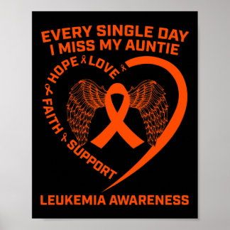 Orange Ribbon Heart Leukemia Awareness In Memory O Poster