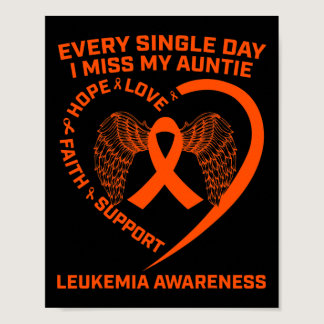 Orange Ribbon Heart Leukemia Awareness In Memory O Poster