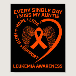 Orange Ribbon Heart Leukemia Awareness In Memory O Poster