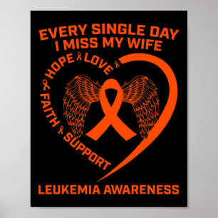 Orange Ribbon Heart Leukemia Awareness In Memory O Poster