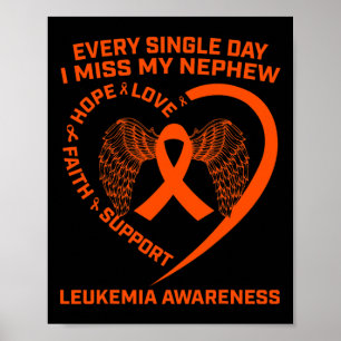 Orange Ribbon Heart Leukemia Awareness In Memory O Poster