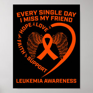 Orange Ribbon Heart Leukemia Awareness In Memory O Poster