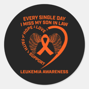 Orange Ribbon Heart Leukemia Awareness Memory Of S Classic Round Sticker