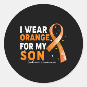 Orange Ribbon I Wear Orange For Son Leukemia Aware Classic Round Sticker
