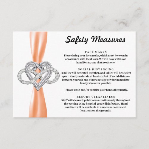 Orange Ribbon Infinity Heart Safety Measures Enclosure Card