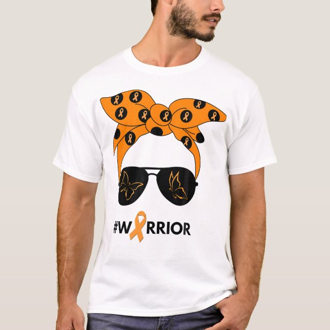  Orange Ribbon Kidney Cancer Warrior Bandana Unbre T-Shirt (Front)