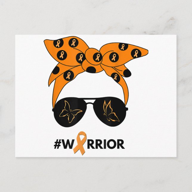 Orange Ribbon Kidney Cancer Warrior Bandana Unbrea Holiday Postcard (Front)