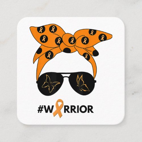 Orange Ribbon Kidney Cancer Warrior Bandana Unbrea Square Business Card