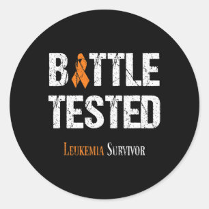 Orange Ribbon Leukemia Awareness Byttle Tested  Classic Round Sticker