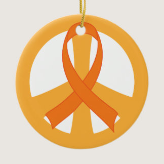 Orange Ribbon Peace Sign Awareness Ornament Gift