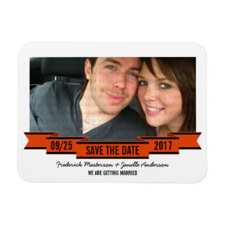 Orange Ribbon Photo Save the Date Magnet