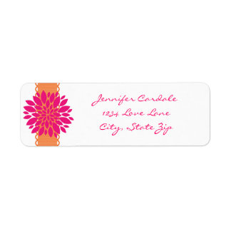 Orange Ribbon Pink Flower Return Address Labels