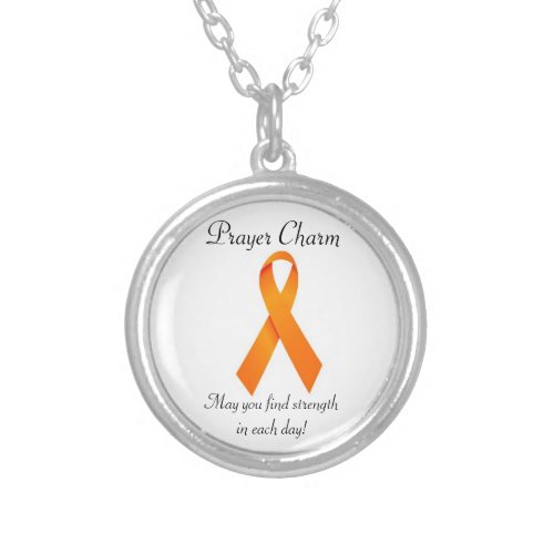 Orange Ribbon Prayer charm necklace Leukemia RSD