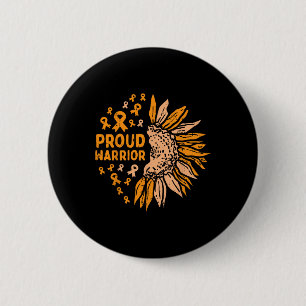 Orange Ribbon Proud Warrior Leukemia Awareness Button